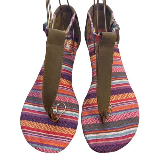 Toms Playa Tribal Womens Ankle Strap Thongs Flip Flops Leather Summer Shoes 6.5 - Picture 6 of 16